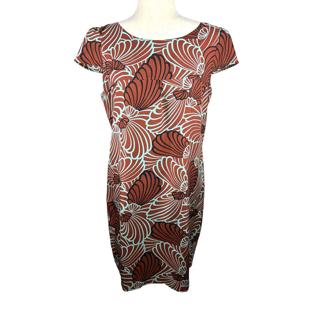 Becky & Max New York Brown, Black and Aqua Sheath Dress Size 10 EUC